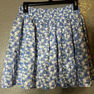 Old Navy Blue Floral Skater Skirt Womens Small Smocked Waist